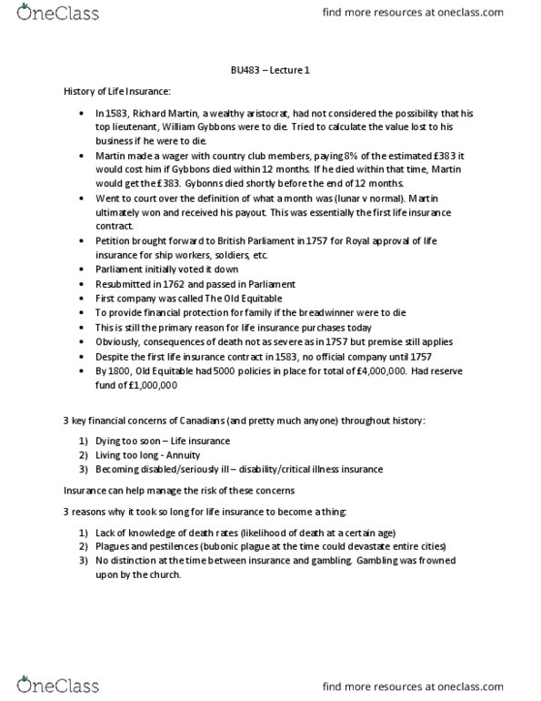 BU483 Lecture Notes - Lecture 1: Reinsurance, Natural Disaster, Manulife thumbnail