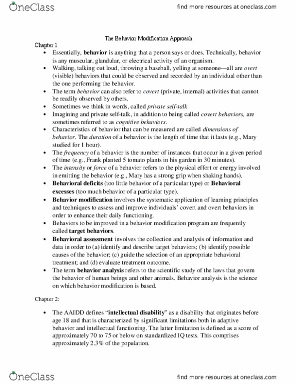 PSYB45H3 Lecture Notes - Lecture 1: Intellectual Disability, Behaviorism thumbnail