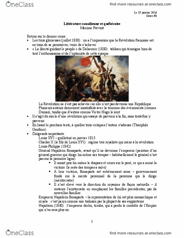 FRA 1748 Lecture Notes - Lecture 3: Alphonse De Lamartine, Le Monde, Parvenu thumbnail