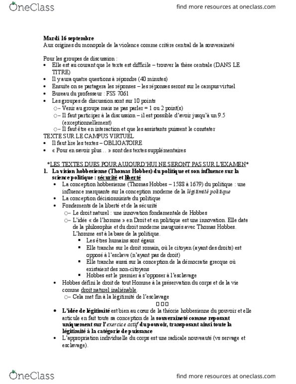 POL 2504 Lecture Notes - Lecture 5: Le Droit, State Agency For National Security, Assurant thumbnail
