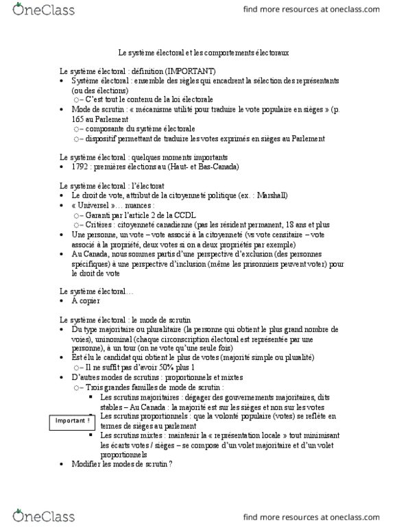 POL 2501 Lecture Notes - Lecture 8: Le Droit, Parlement, Traduire thumbnail