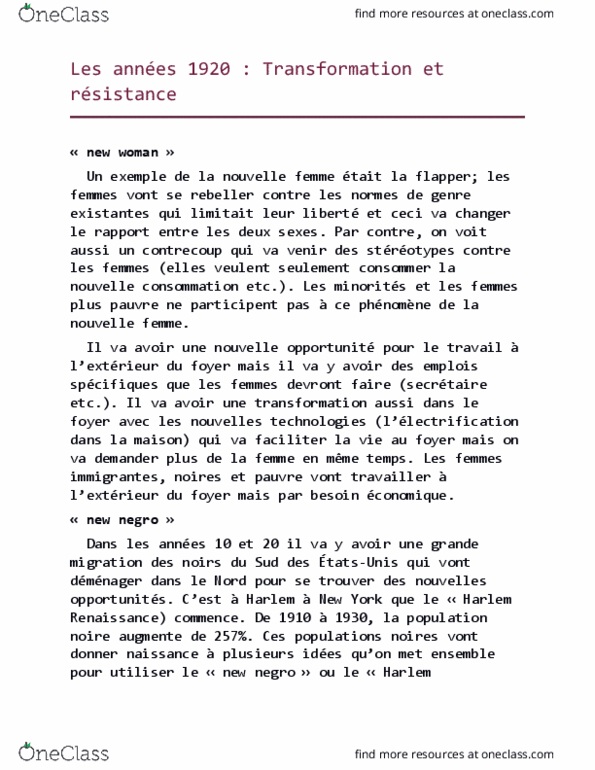 HIS 2552 Lecture Notes - Lecture 11: Universal Negro Improvement Association And African Communities League, Sacco And Vanzetti, Les Blancs thumbnail