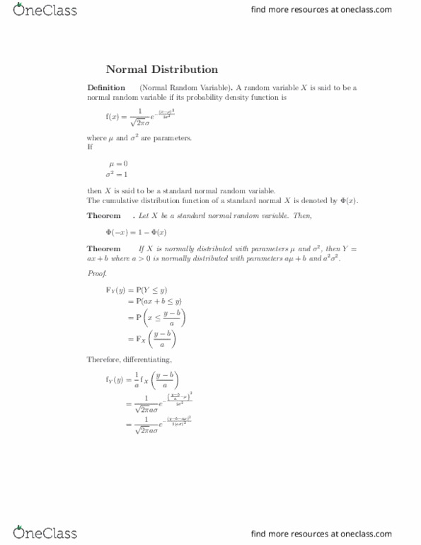 STAT 100A Lecture Notes - Lecture 18: Cumulative Distribution Function, Random Variable thumbnail