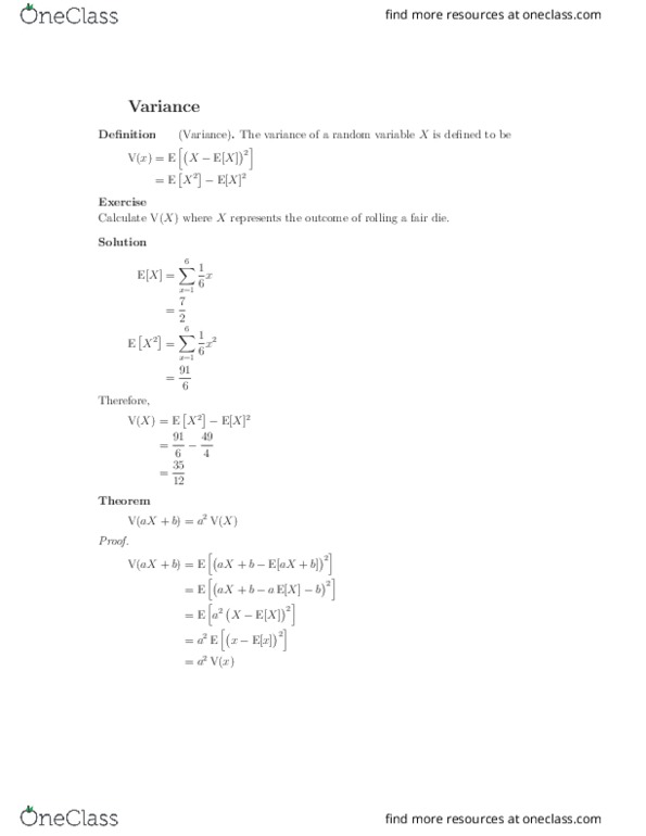 STAT 100A Lecture Notes - Lecture 8: Probability Mass Function, Cumulative Distribution Function, Sample Space thumbnail