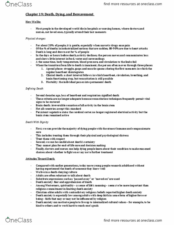 Health Sciences 2711A/B Chapter Notes - Chapter 19: Medical Aid In Dying In The United States, Permadeath, Clinical Death thumbnail