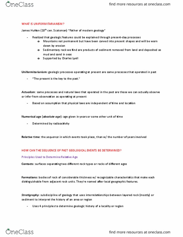 EESA06H3 Chapter Notes - Chapter 19: Erosion Surface, Metamorphic Rock, List Of Index Fossils thumbnail