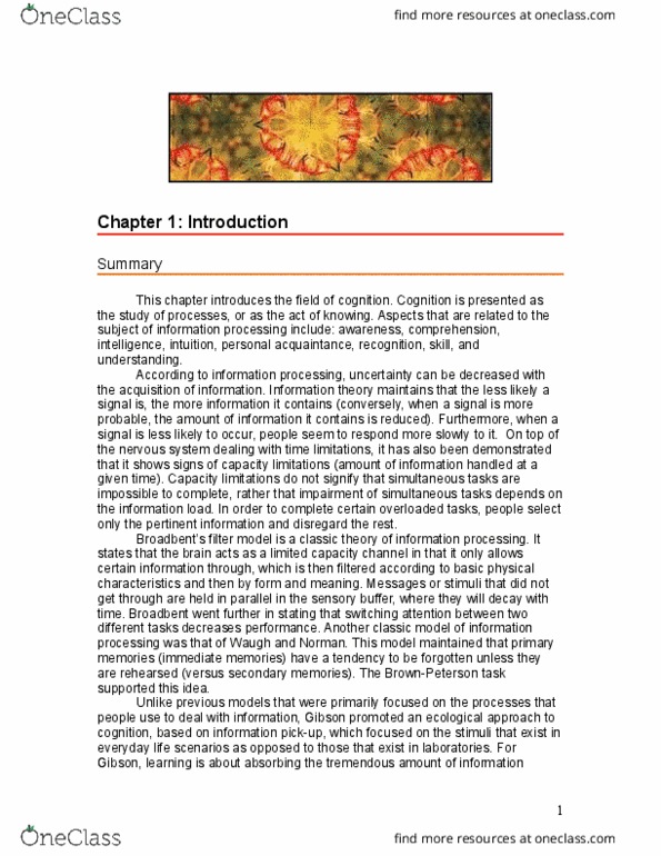 PSYC 213 Lecture Notes - Lecture 1: Cognitive Ethology, Donald Broadbent, Folk Psychology thumbnail