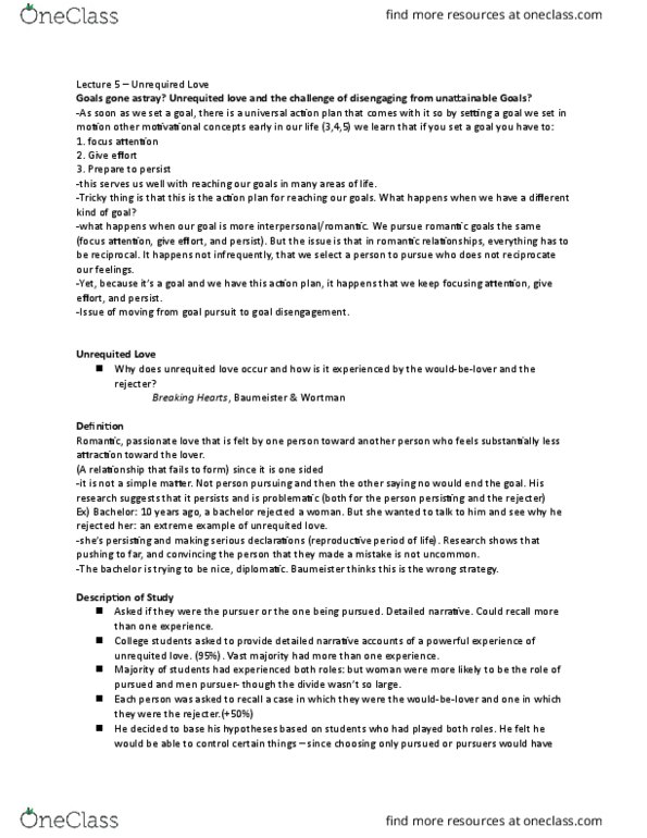 PSYC 471 Lecture Notes - Lecture 5: Unrequited Love, Breaking Hearts, Physical Attractiveness thumbnail