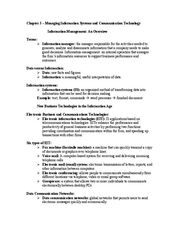 MGTA02H3 Chapter Notes - Chapter 3: Enterprise Resource Planning, Internet Service Provider, Fax thumbnail