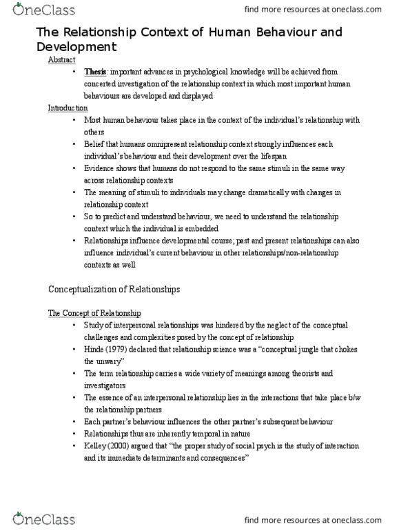 PSYC 333 Chapter Notes - Chapter 2: Human Behaviour, Interpersonal Relationship, Positive Feedback thumbnail