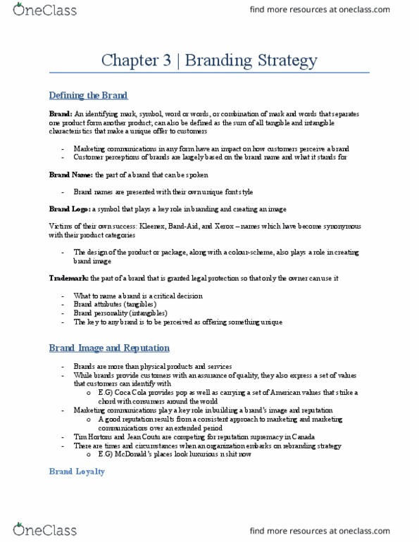 Management and Organizational Studies 3322F/G Lecture Notes - Lecture 2: Brand Equity, Tim Hortons, Shoppers Drug Mart thumbnail