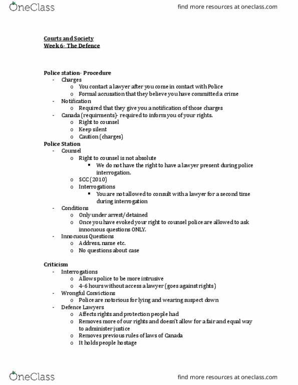 SOC 3730 Lecture Notes - Lecture 6: Indictable Offence thumbnail