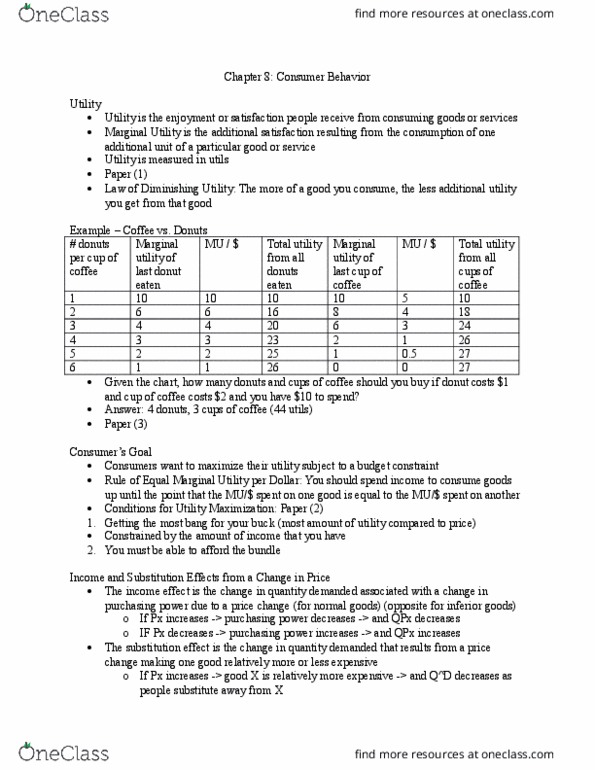 ECO100Y5 Lecture Notes - Lecture 9: Normal Good, Budget Constraint thumbnail