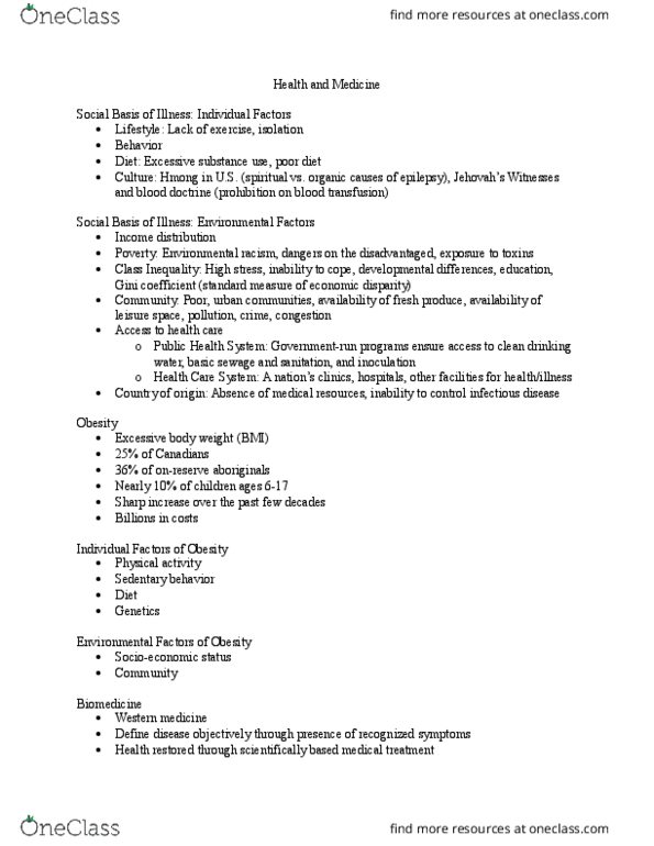 SOC100H5 Lecture Notes - Lecture 14: Gini Coefficient, Blood Transfusion, Income Distribution thumbnail