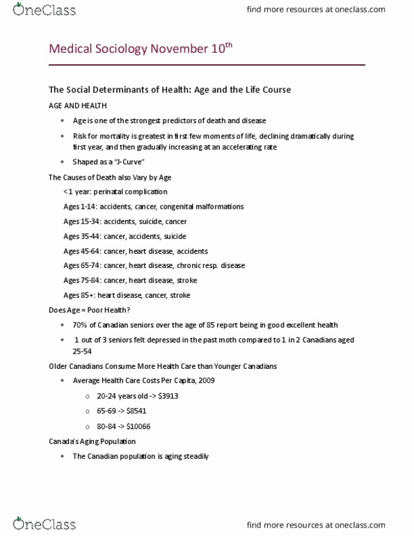 Sociology 2179A/B Lecture Notes - Lecture 8: Congenital Disorder, Genetic Disorder thumbnail