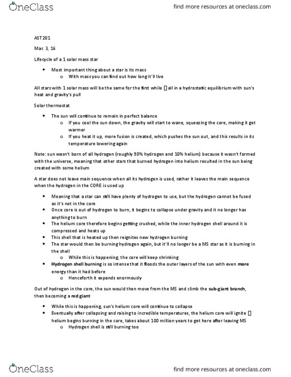 AST201H1 Lecture Notes - Lecture 14: Triple-Alpha Process, Solar Mass, Main Sequence thumbnail