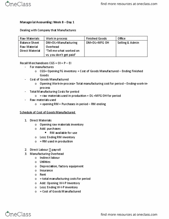 ARBUS102 Lecture Notes - Lecture 8: Finished Good, Fixed Cost, Variable Cost thumbnail