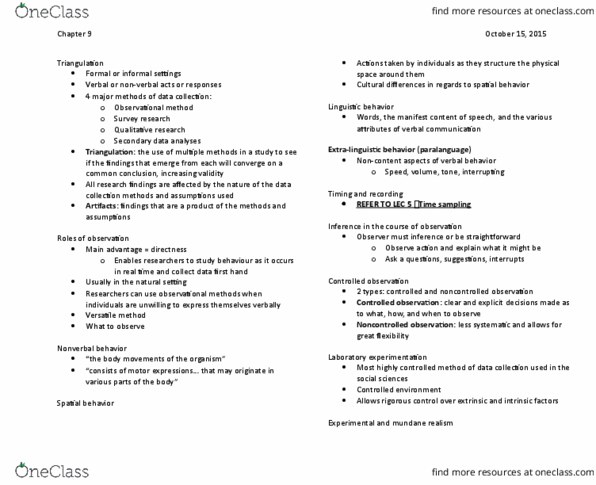 CLD 322 Chapter Notes - Chapter 9: Paralanguage, Demand Characteristics thumbnail