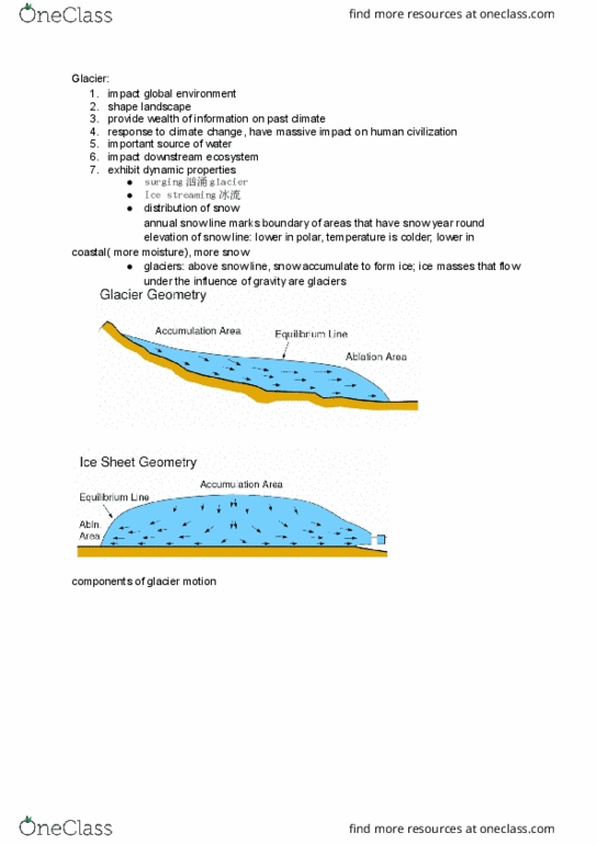 EAS100 Chapter Notes - Chapter 9: Devon Ice Cap, Cirque Glacier, Glacial Motion thumbnail