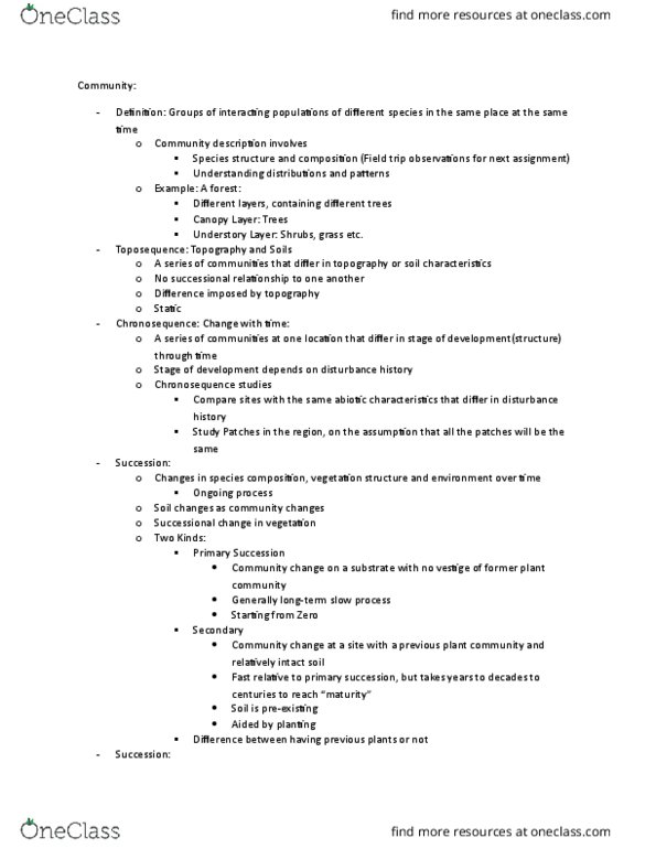 GEOB 102 Lecture Notes - Lecture 17: Primary Succession, Discrete Event Simulation, Field Trip thumbnail