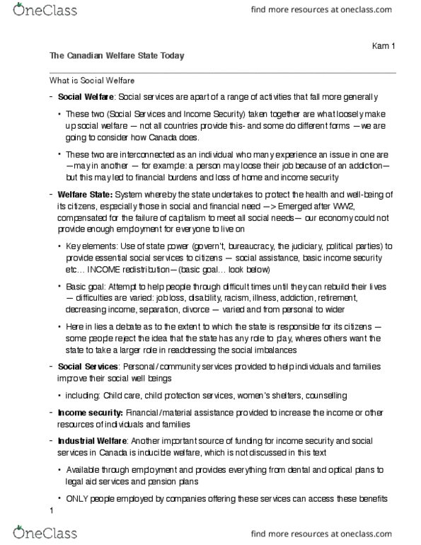 SOCWORK 1A06 Chapter Notes - Chapter 1: Social Safety Net, Child Protection, Child Care thumbnail