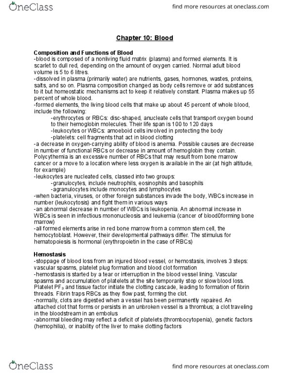 BIOM 2000 Chapter Notes - Chapter 3: Infectious Mononucleosis, Leukopenia, Abundant Number thumbnail