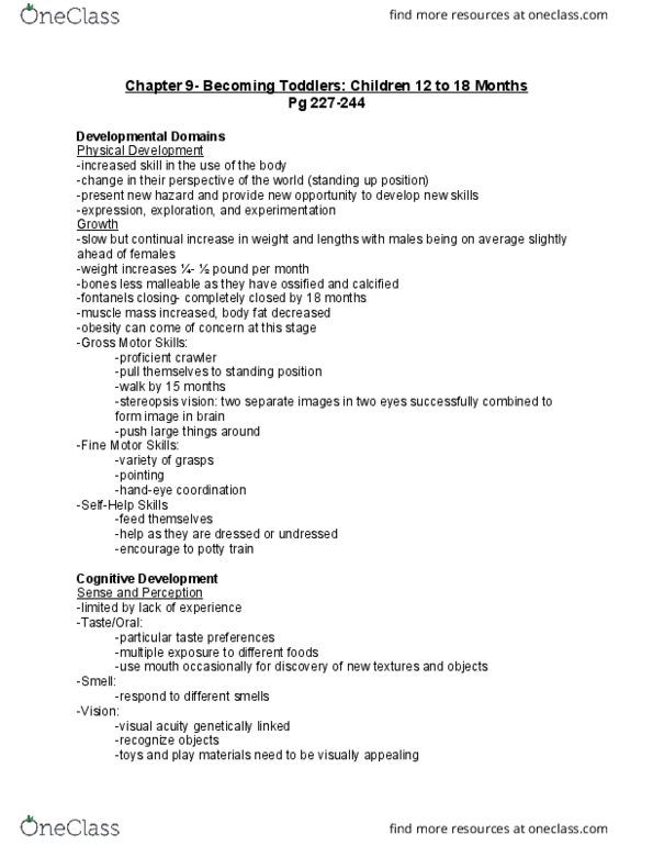 FRHD 2260 Chapter Notes - Chapter 9: Visual Acuity, Multiple Exposure, Fontanelle thumbnail