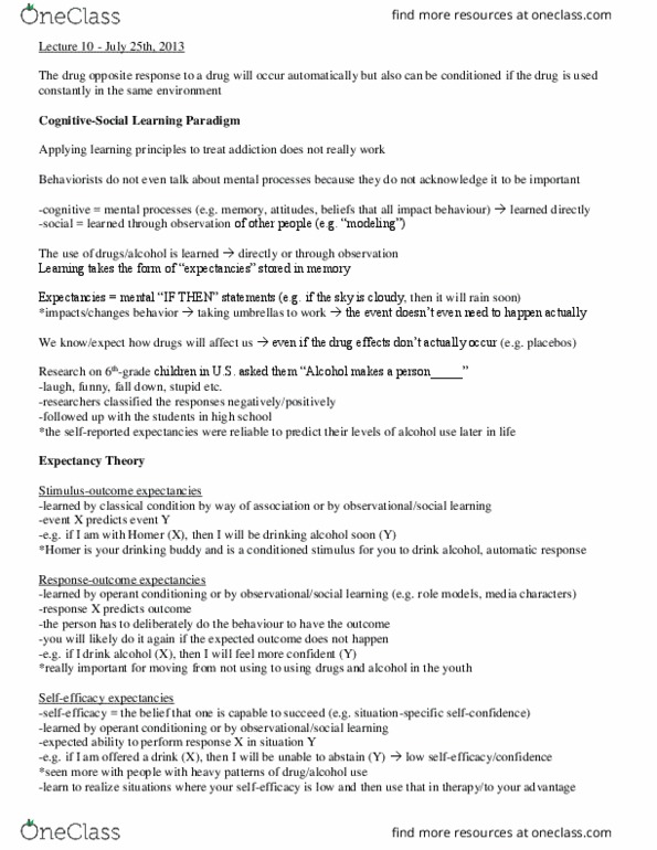 PSY 607 Lecture Notes - Lecture 10: Operant Conditioning, Nicotine, Stimulant thumbnail