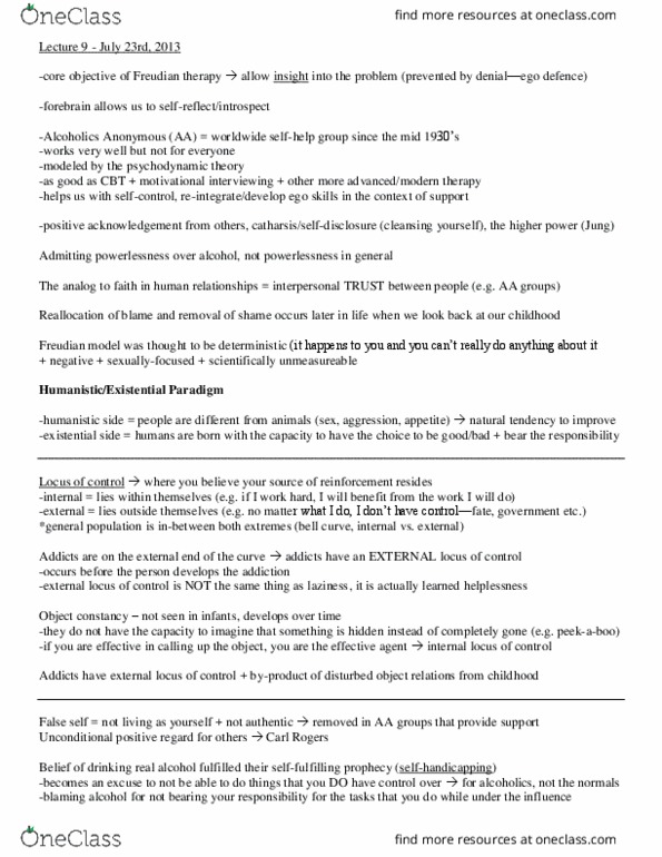 PSY 607 Lecture Notes - Lecture 9: Unconditional Positive Regard, Tabula Rasa, Cue Reactivity thumbnail