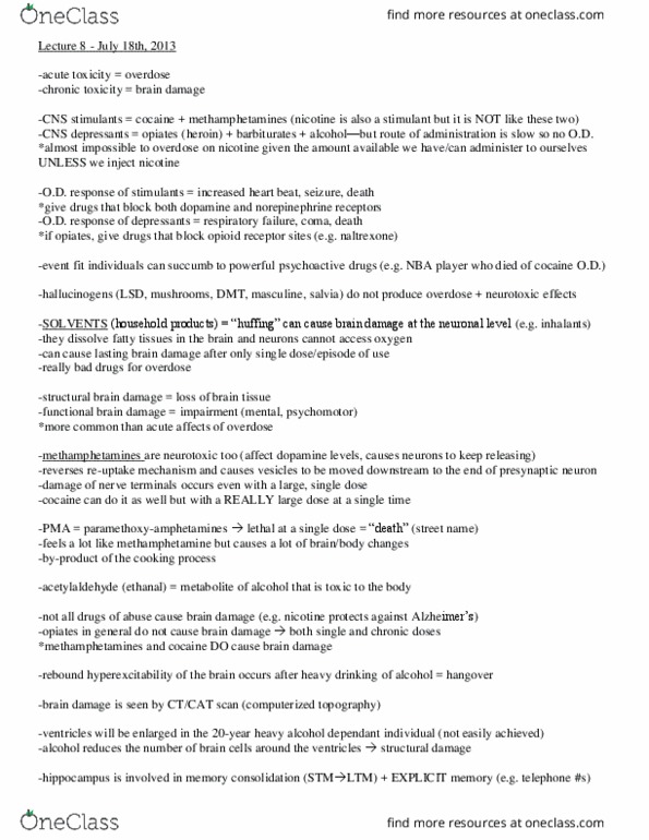 PSY 607 Lecture Notes - Lecture 8: Anterograde Amnesia, Retrograde Amnesia, Mammillary Body thumbnail