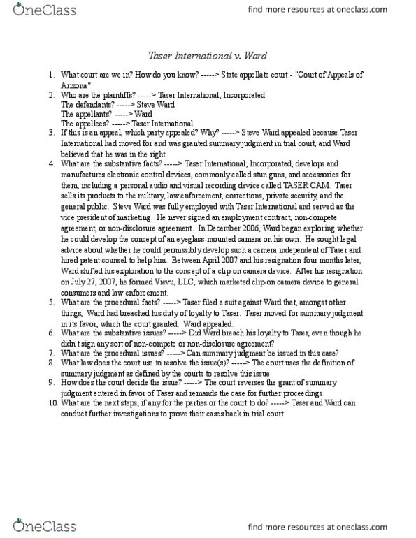 BALW20150 Chapter Notes - Chapter 32: Non-Disclosure Agreement, Summary Judgment thumbnail