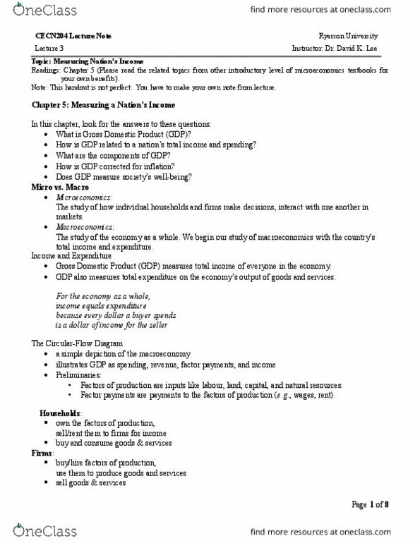 ECN 204 Lecture Notes - Lecture 3: Canada Pension Plan, Ryerson University, Dry Cleaning thumbnail
