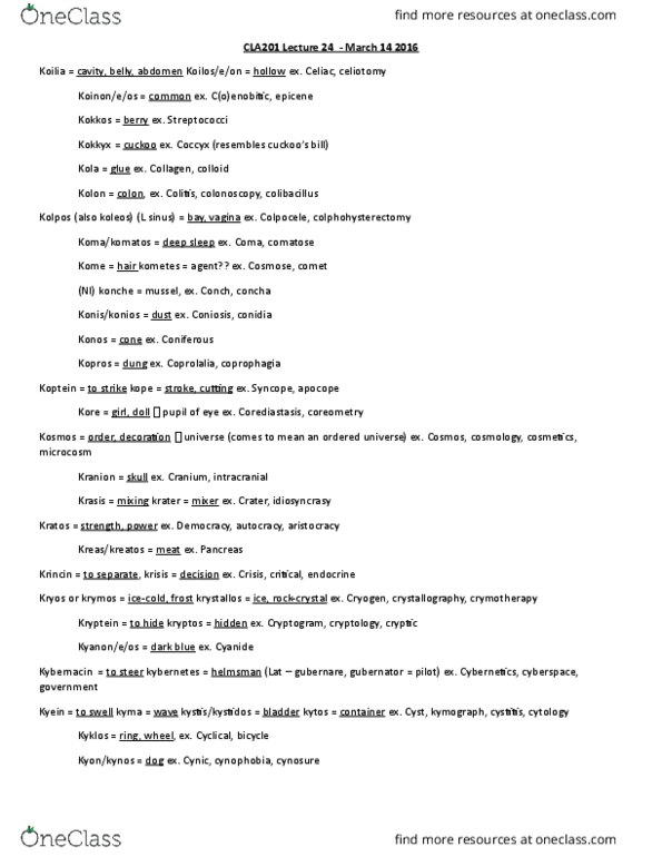 CLA201H1 Lecture Notes - Lecture 24: Renault Koleos, Coprophagia, Coprolalia thumbnail