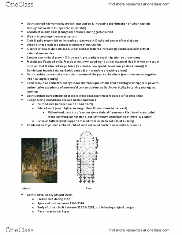 ARHI 1101 Lecture Notes - Lecture 18: Suger, Rib Vault, Barrel Vault thumbnail