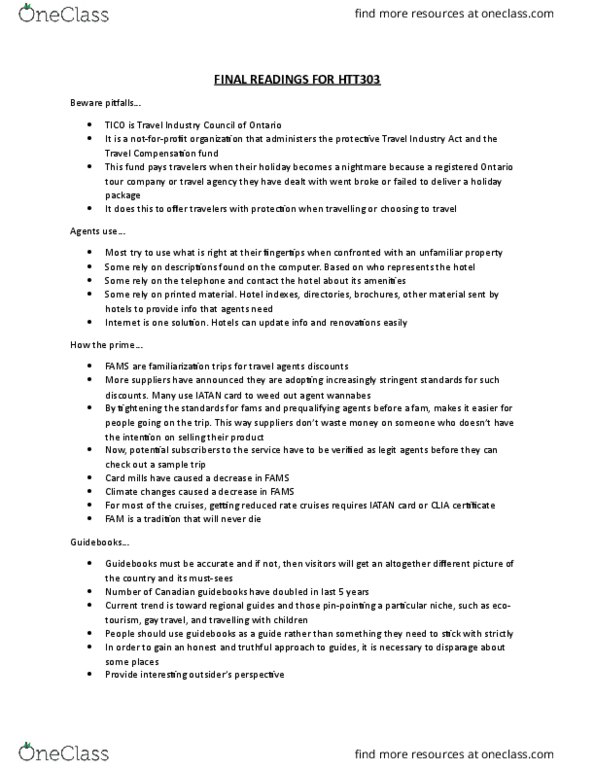 HTT 303 Lecture Notes - Lecture 13: Air Miles, Watchmojo.Com, Customer Relationship Management thumbnail