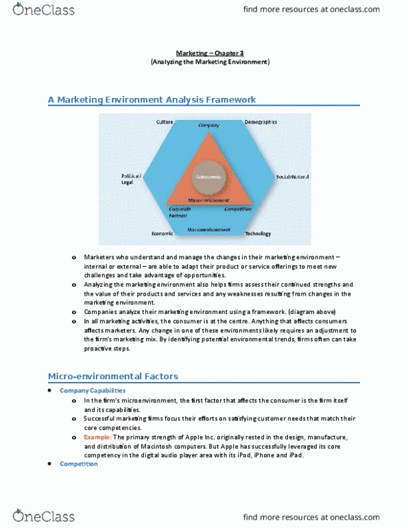 MKT 100 Chapter Notes - Chapter 3: Mp3 Player, Baby Boomers, Competitive Intelligence thumbnail