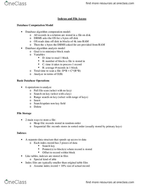 CISC437 Lecture Notes - Lecture 20: Analysis Of Algorithms, Database, Unique Key thumbnail