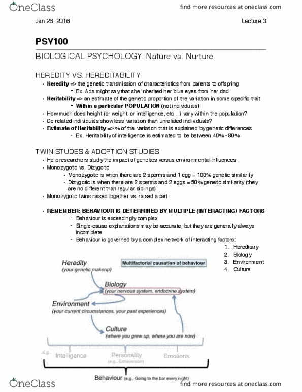 PSY100H1 Lecture Notes - Lecture 3: Central Nervous System, Autonomic Nervous System, Efferent Nerve Fiber thumbnail