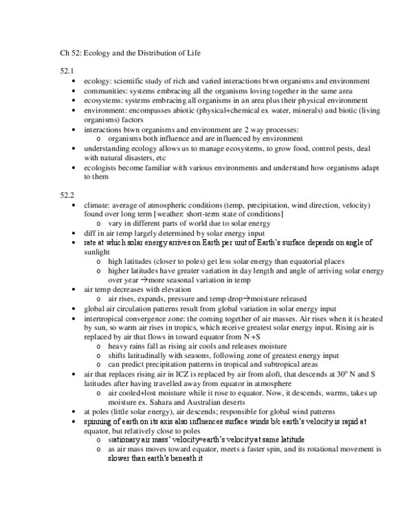 ENVB 2050 Lecture Notes - Tropical And Subtropical Moist Broadleaf Forests, Temperate Deciduous Forest, Intertropical Convergence Zone thumbnail