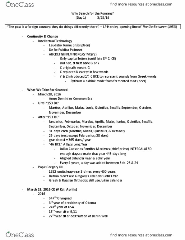 CLAS 202 Lecture Notes - Lecture 1: Pope Gregory Xii, Pontifex Maximus, De Re Publica thumbnail