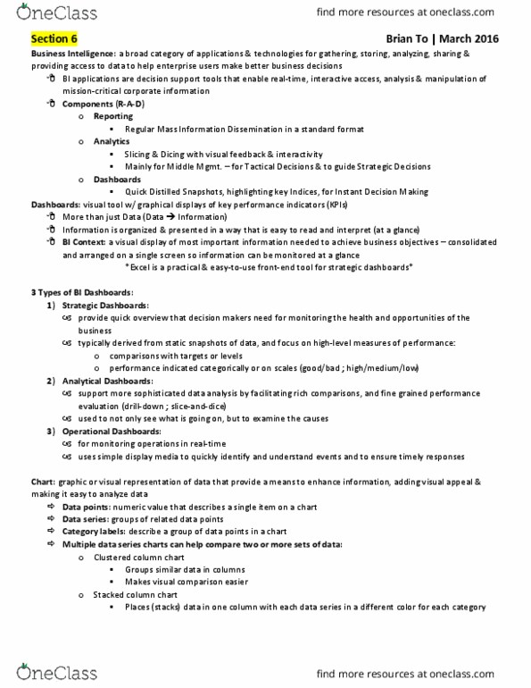 ADM 1370 Lecture Notes - Lecture 6: Business Intelligence, Codocyte, Variable Cost thumbnail