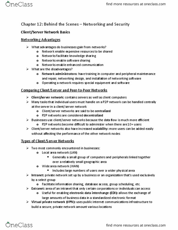 CP102 Chapter Notes - Chapter 12: Database Server, Communications Protocol, File Server thumbnail