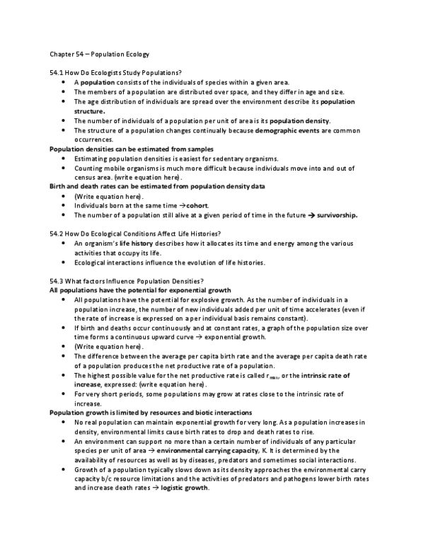 BIOL 2010 Lecture Notes - Exponential Growth, Logistic Function, Polyploid thumbnail