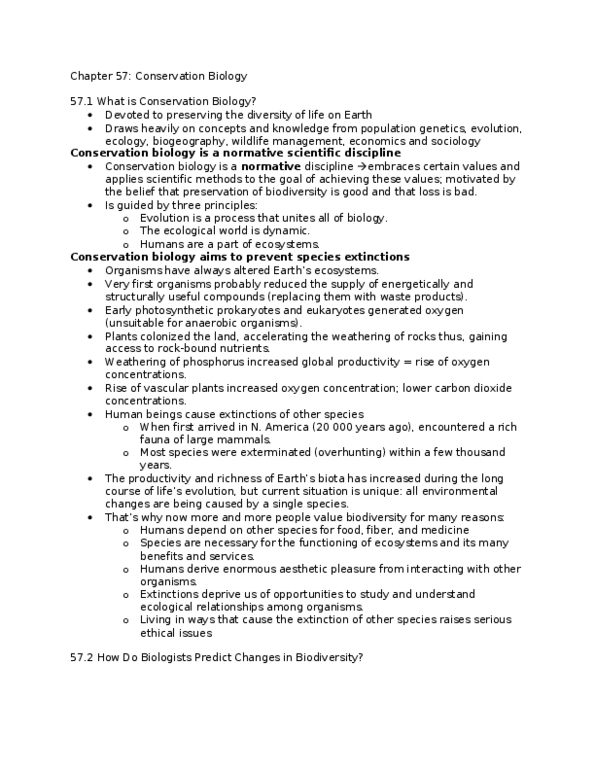 BIOL 2010 Lecture Notes - Conservation Biology, Species Richness, Ecosystem Services thumbnail