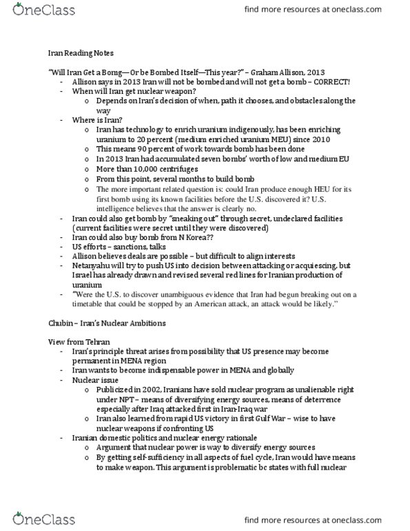 POLS G4845 Lecture Notes - Lecture 3: Brinkmanship, Nuclear Fuel Cycle, Guardian Council thumbnail