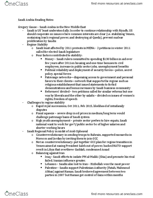 POLS G4845 Lecture Notes - Lecture 4: Energy Security, Al-Qaeda In The Arabian Peninsula, Muammar Gaddafi thumbnail