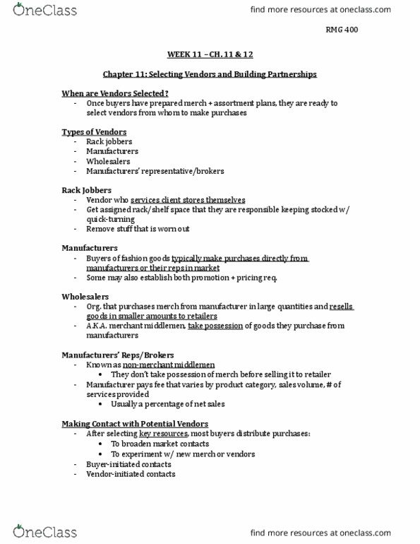 RMG 400 Lecture Notes - Lecture 11: Quality Control, Knowledge Network, Active Listening thumbnail