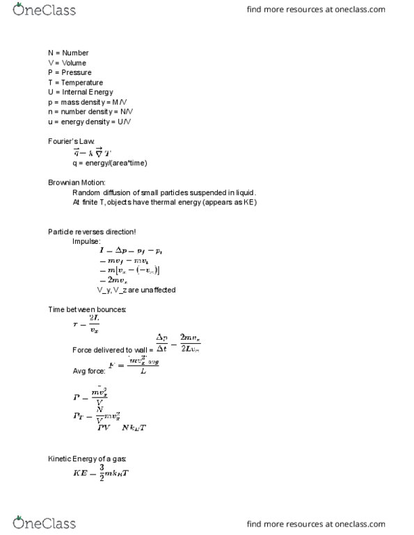 Physics 198 Lecture Notes - Lecture 12: Gas Constant, Brownian Motion, Number Density thumbnail