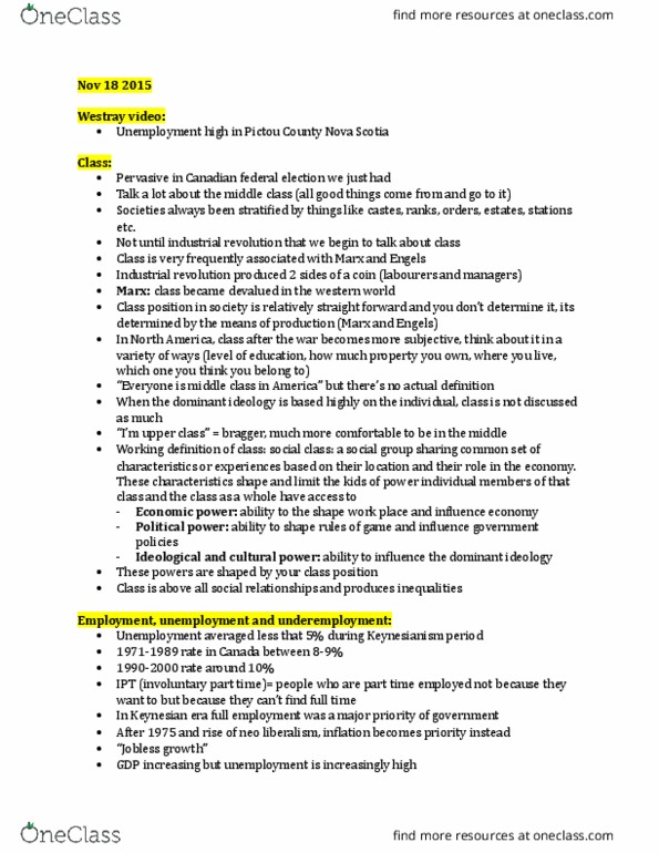 SOSC 1000 Lecture Notes - Lecture 10: General Agreement On Tariffs And Trade, Workplace Democracy, Bretton Woods System thumbnail