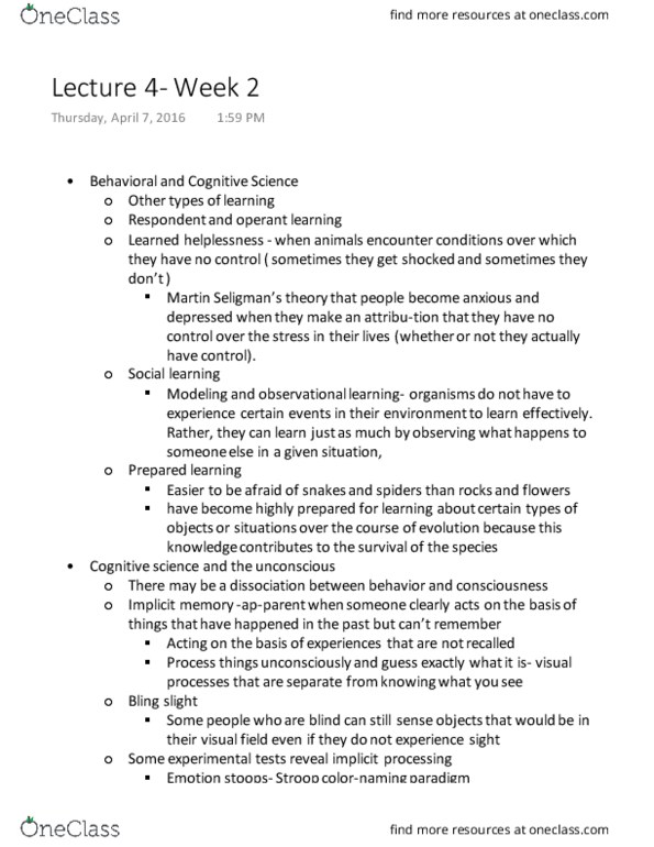 PSY BEH 102C Lecture Notes - Lecture 4: Eye Movement Desensitization And Reprocessing, Random Assignment, Twin Study thumbnail